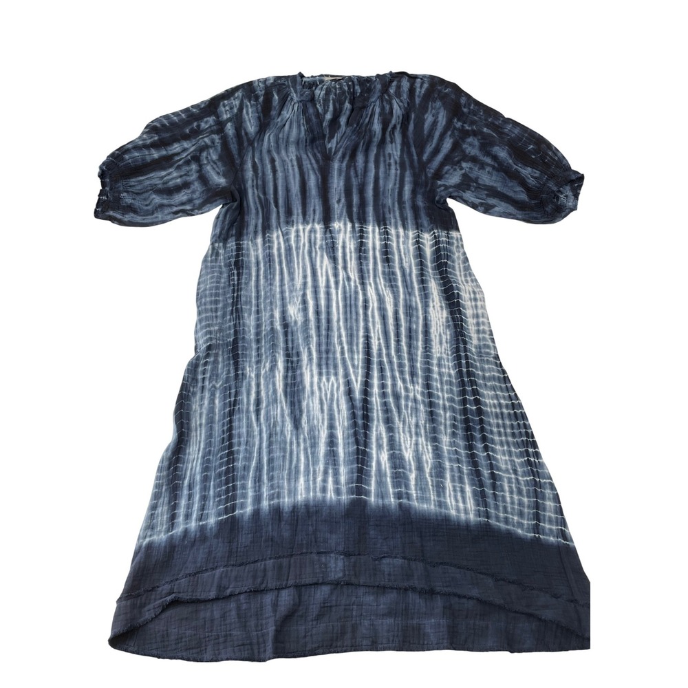 Ocean + Main Tie Dye Gauze Caftan Dress M/L Blue Excellent